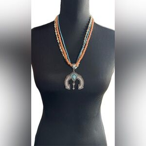 14” adjustable Shyanne Silver and Turquoise Naja Necklace